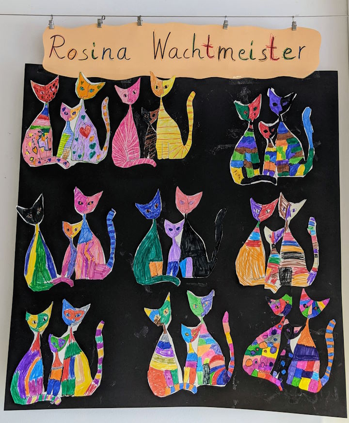 Gemalte Katzen nach dem Stil von Rosina Wachtmeister